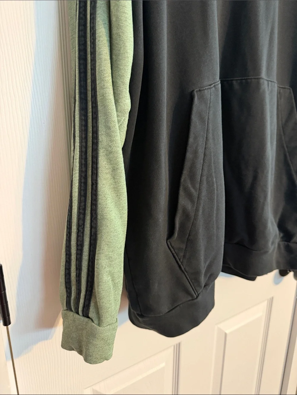 adidas Black and Sage Two-Tone Hooded Pullover